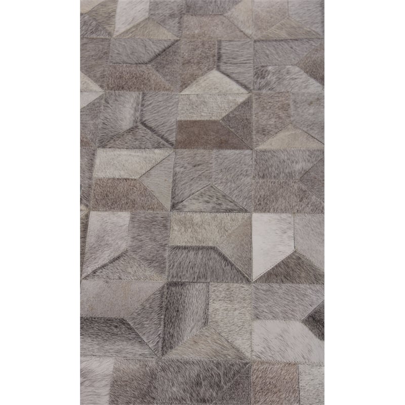 Natural Hide Hand-Tufted Leather Hide Silver 5'x8' Area Rug