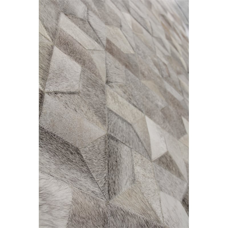 Natural Hide Hand-Tufted Leather Hide Silver 5'x8' Area Rug