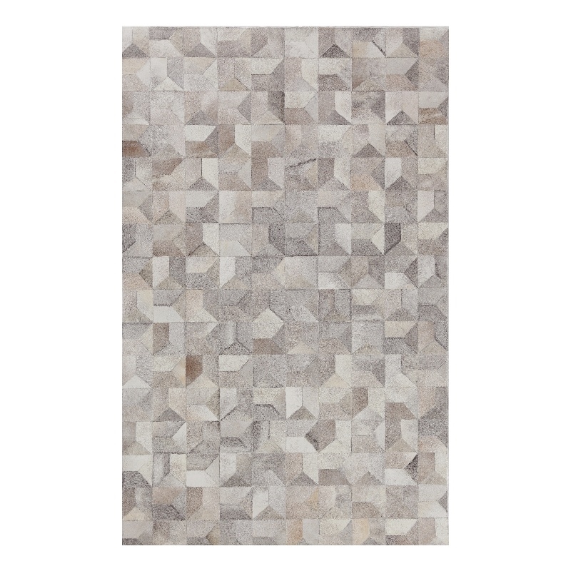 Natural Hide Hand-Tufted Leather Hide Silver 5'x8' Area Rug