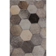 Natural Hide Hand-Tufted Leather Hide Silver/Multi 5'x8' Area Rug