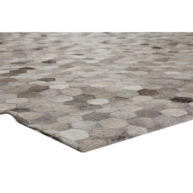Natural Hide Hand-Tufted Leather Hide Silver/Multi 8'x11' Area Rug