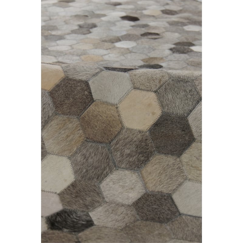 Natural Hide Hand-Tufted Leather Hide Silver/Multi 8'x11' Area Rug
