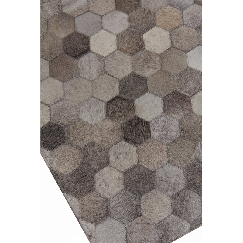 Natural Hide Hand-Tufted Leather Hide Silver/Multi 8'x11' Area Rug