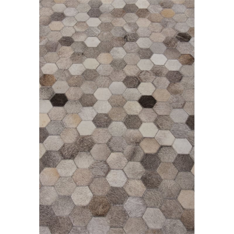 Natural Hide Hand-Tufted Leather Hide Silver/Multi 8'x11' Area Rug