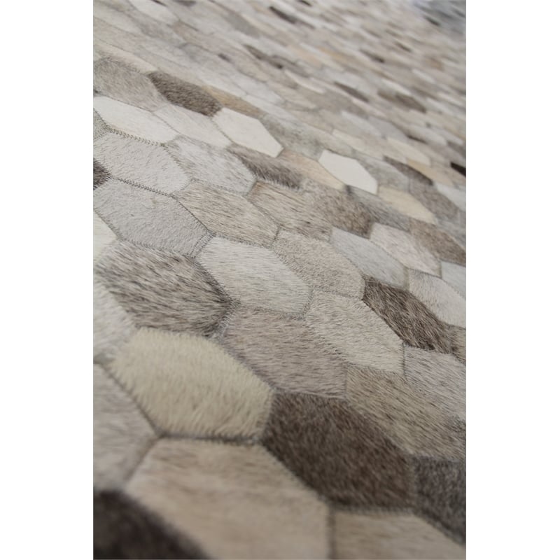 Natural Hide Hand-Tufted Leather Hide Silver/Multi 8'x11' Area Rug