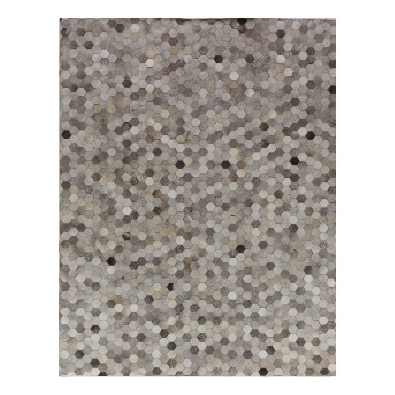 Natural Hide Hand-Tufted Leather Hide Silver/Multi 8'x11' Area Rug