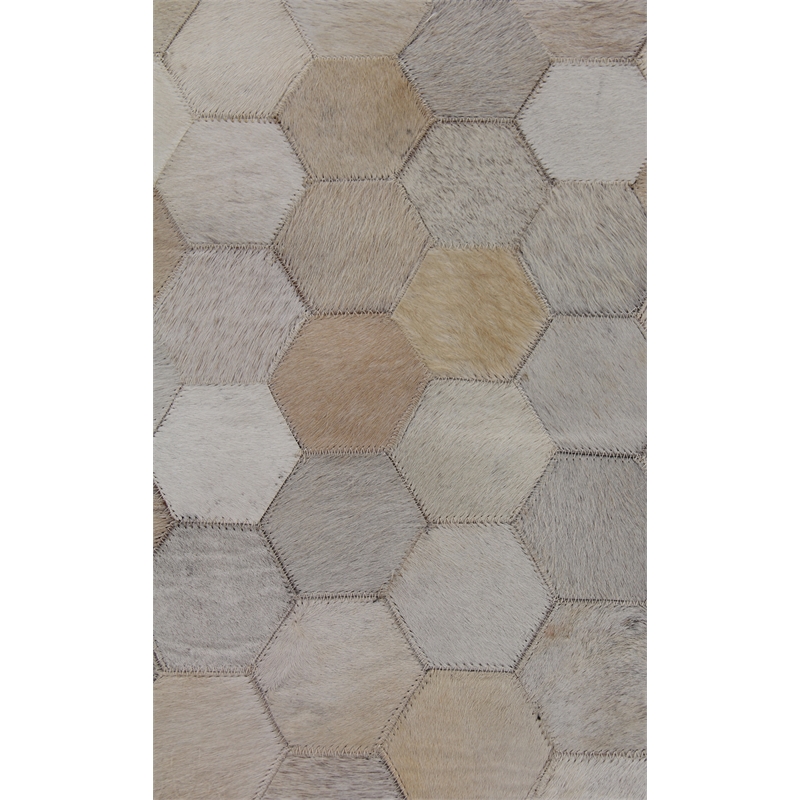 Natural Hide Hand-Tufted Leather Hide Ivory/Multi 8'x11' Area Rug