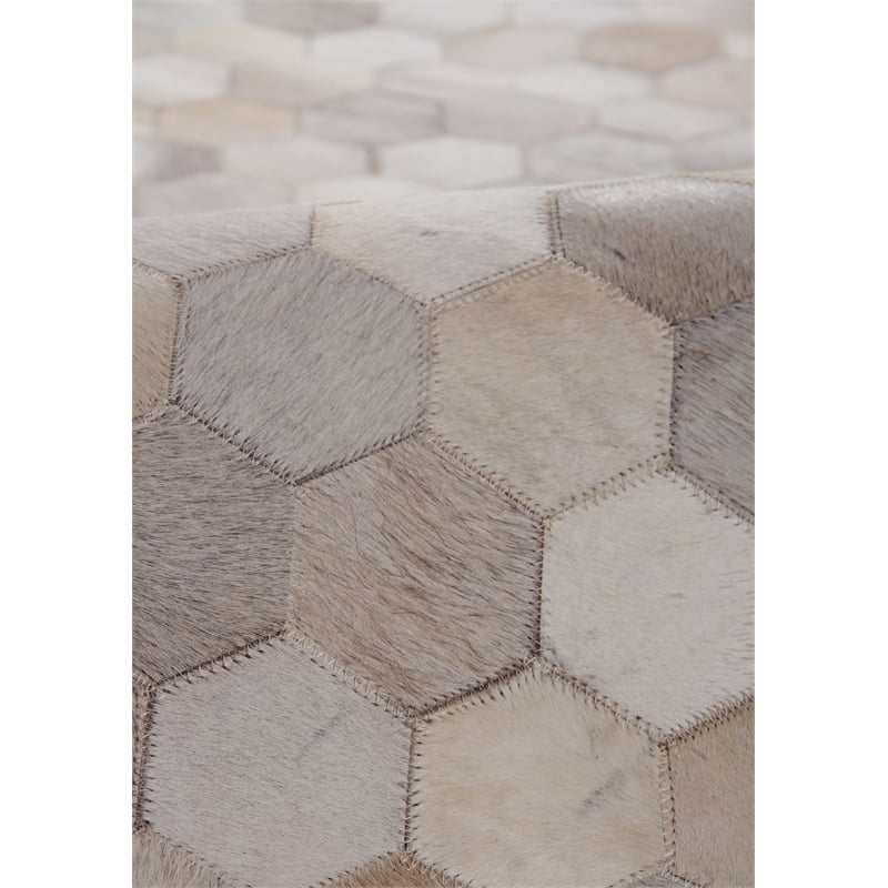 Natural Hide Hand-Tufted Leather Hide Ivory/Multi 8'x11' Area Rug