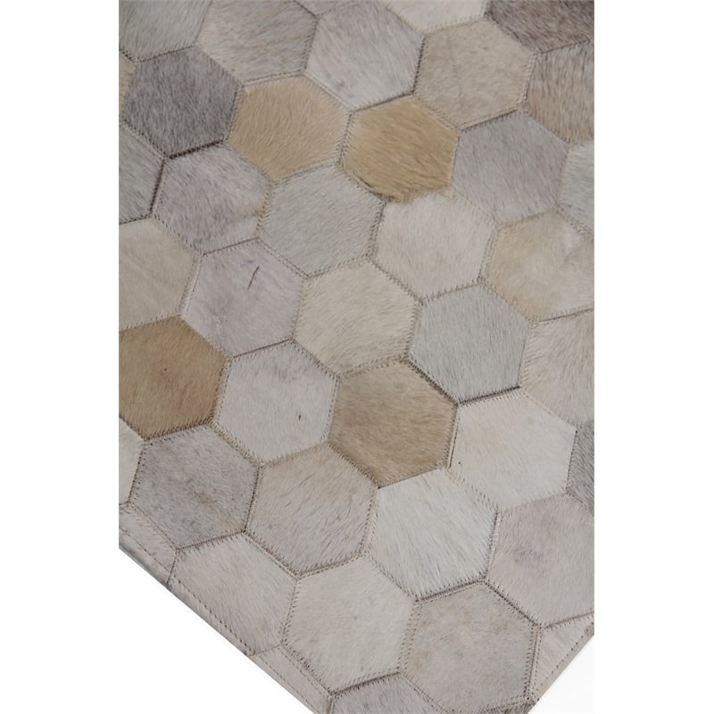 Natural Hide Hand-Tufted Leather Hide Ivory/Multi 8'x11' Area Rug