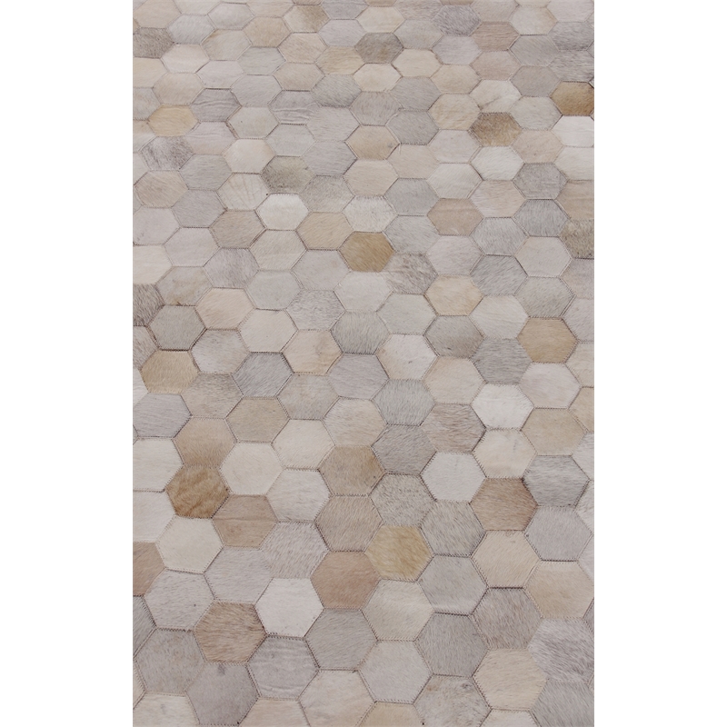 Natural Hide Hand-Tufted Leather Hide Ivory/Multi 8'x11' Area Rug