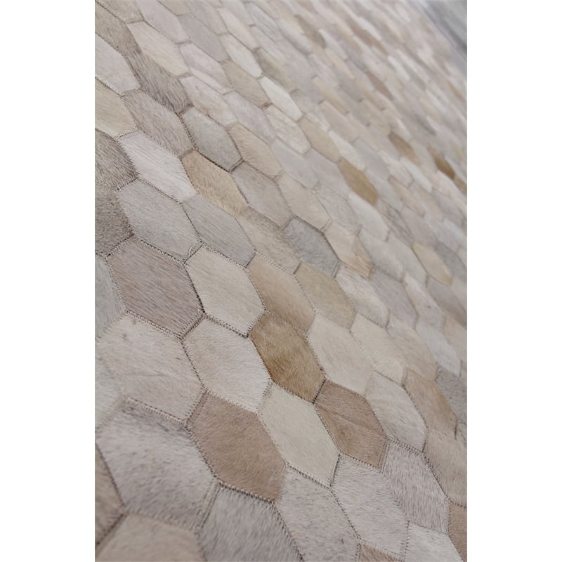 Natural Hide Hand-Tufted Leather Hide Ivory/Multi 8'x11' Area Rug