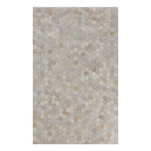 Natural Hide Hand-Tufted Leather Hide Ivory/Multi 8'x11' Area Rug