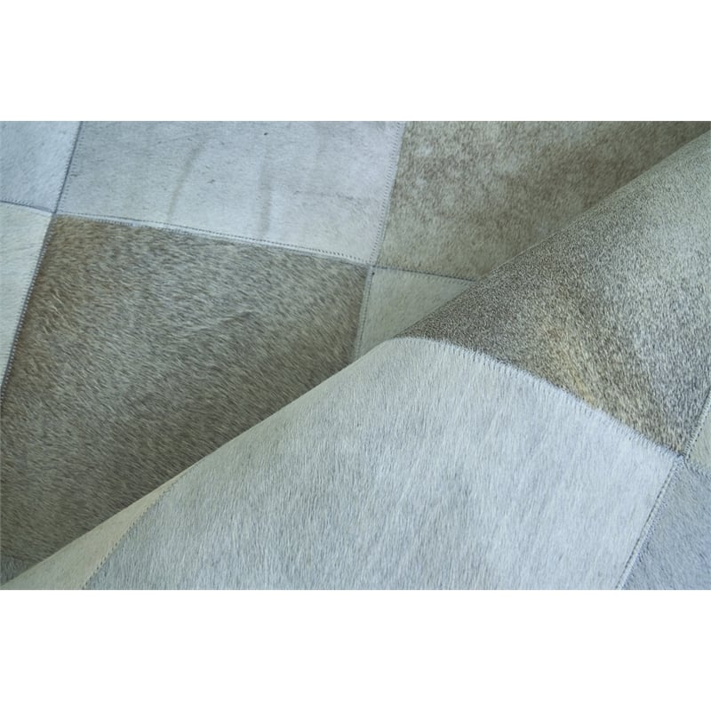 Natural Hide Hand-Tufted Leather Hide Silver 8'x10' Area Rug