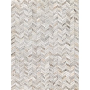 Natural Hide Hand-Tufted Leather Hide White/Silver 11'6&quotx14'6&quot Area Rug