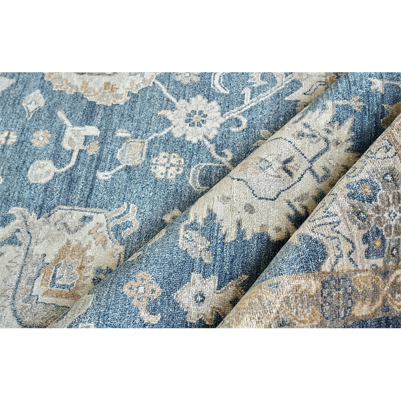 Museum Hand-Knotted Bamboo Silk Navy 12'x15' Area Rug