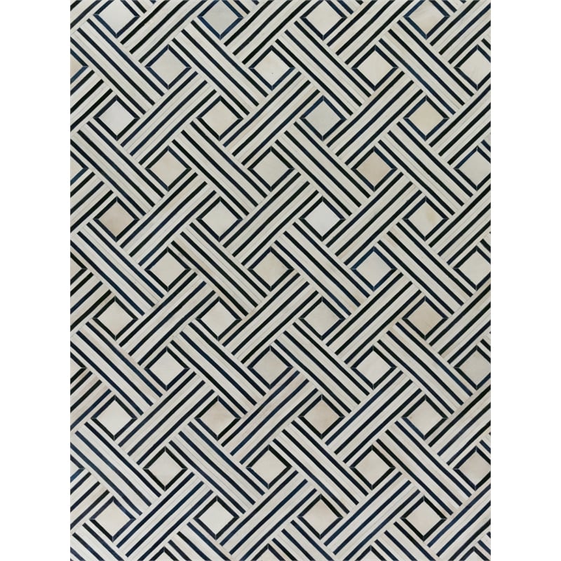 Natural Hide Hand-Tufted Leather Hide Ivory/Blue/Multi 5'x8' Area Rug