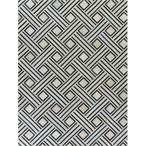 Natural Hide Hand-Tufted Leather Hide Ivory/Blue/Multi 5'x8' Area Rug