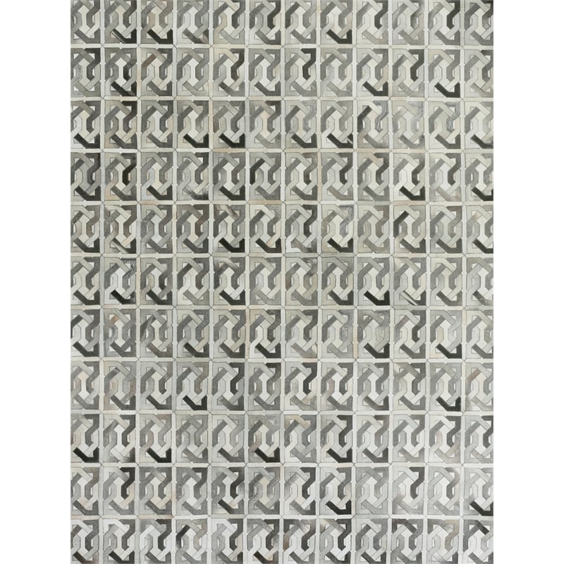 Natural Hide Hand-Tufted Leather Hide Ivory/Silver/Medium Gray 5'x8' Area Rug