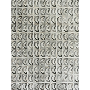 Natural Hide Hand-Tufted Leather Hide Ivory/Silver/Medium Gray 8'x10' Area Rug