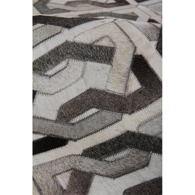 Natural Hide Hand-Tufted Leather Hide Ivory/Silver/Medium Gray 8'x11' Area Rug