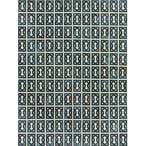 Natural Hide Hand-Tufted Leather Hide Ivory/Navy/Blue 11'6&quotx14'6&quot Area Rug