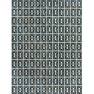 Natural Hide Hand-Tufted Leather Hide Ivory/Navy/Blue 5'x8' Area Rug