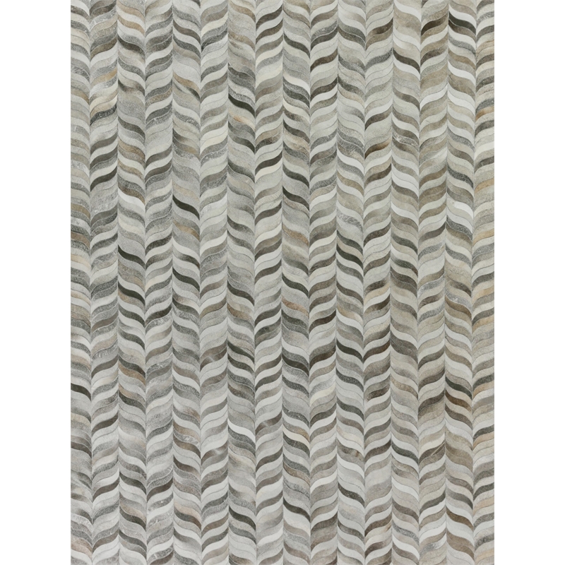 Natural Hide Hand-Tufted Leather Hide Silver 5'x7' Area Rug