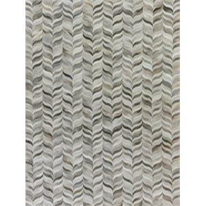 Natural Hide Hand-Tufted Leather Hide Silver 5'x7' Area Rug