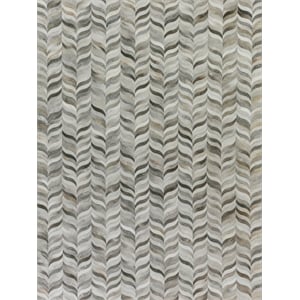 Natural Hide Hand-Tufted Leather Hide Silver 5'x8' Area Rug