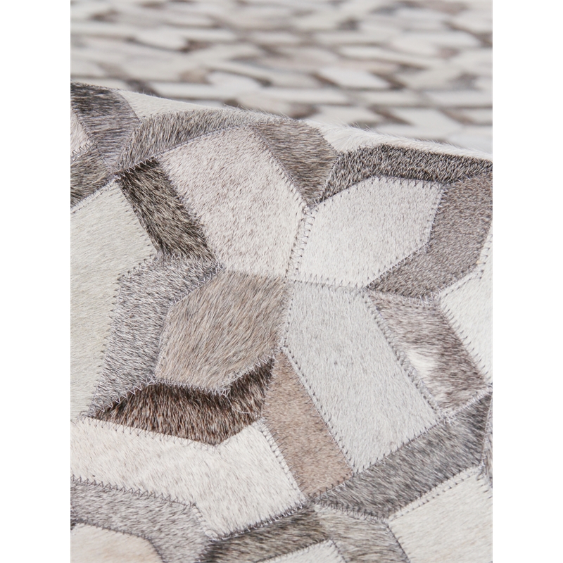 Natural Hide Hand-Tufted Leather Hide Silver/Ivory 8'x10' Area Rug
