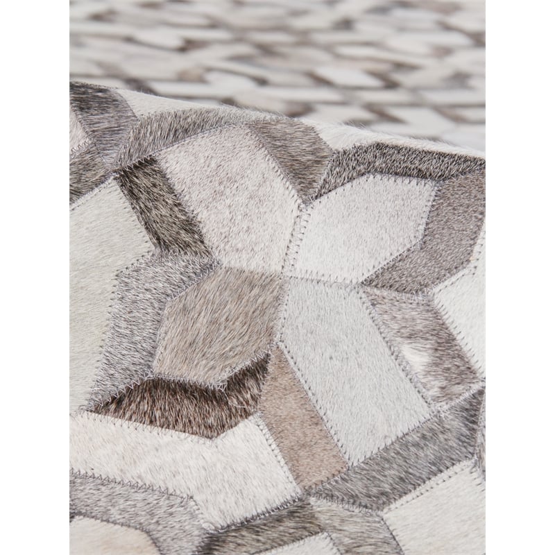 Natural Hide Hand-Tufted Leather Hide Silver/Ivory 8'x11' Area Rug