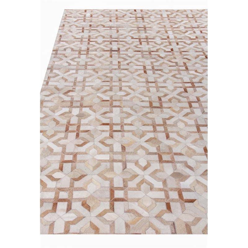 Natural Hide Hand-Tufted Leather Hide Beige/Ivory 5'x8' Area Rug