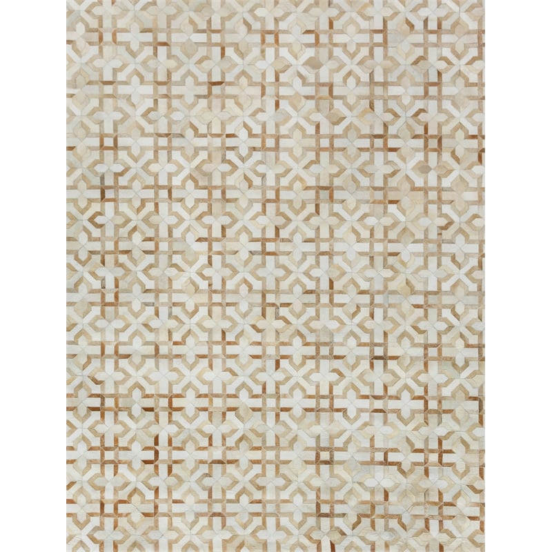 Natural Hide Hand-Tufted Leather Hide Beige/Ivory 5'x8' Area Rug