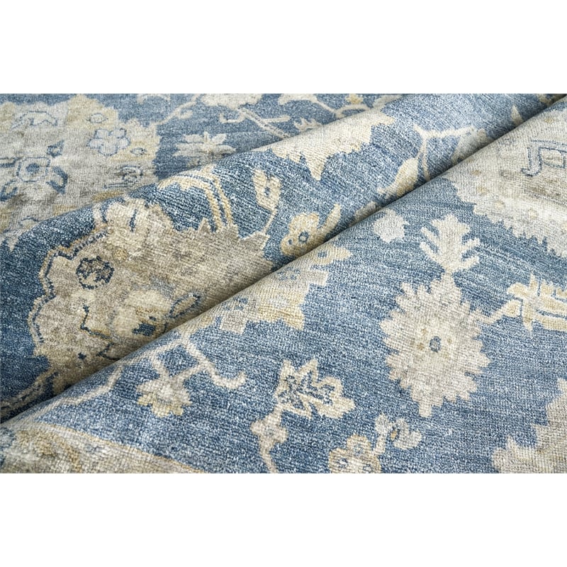 Museum Hand-Knotted Bamboo Silk Blue 10'x14' Area Rug