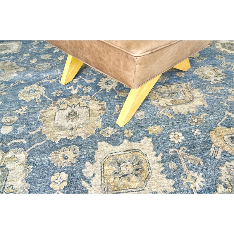 Museum Hand-Knotted Bamboo Silk Blue 10'x14' Area Rug