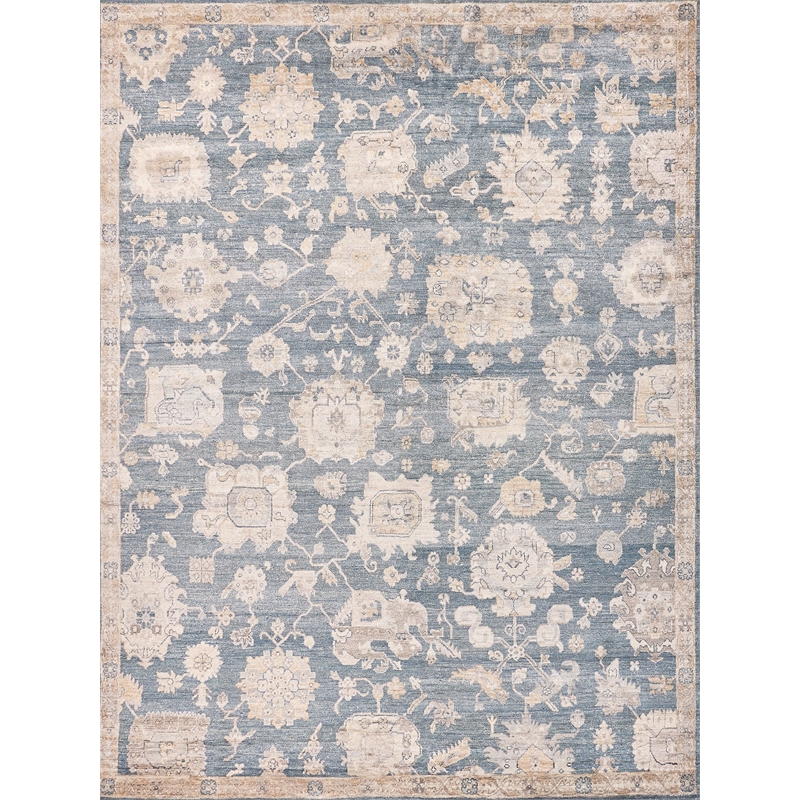 Museum Hand-Knotted Bamboo Silk Blue 10'x14' Area Rug