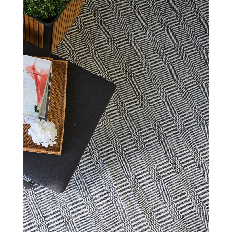Naples Flatweave Pet Ivory/Black 2'x3' Area Rug