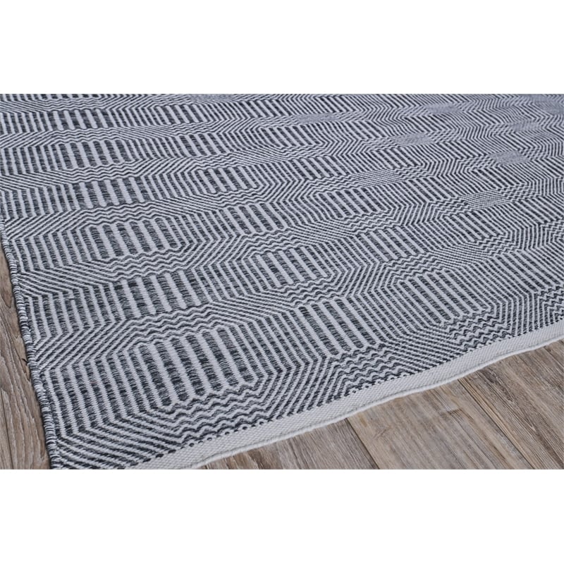 Naples Flatweave Pet Ivory/Black 5'x8' Area Rug