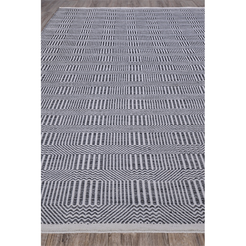 Naples Flatweave Pet Ivory/Black 5'x8' Area Rug
