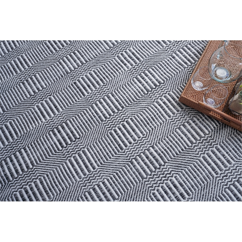 Naples Flatweave Pet Ivory/Black 5'x8' Area Rug
