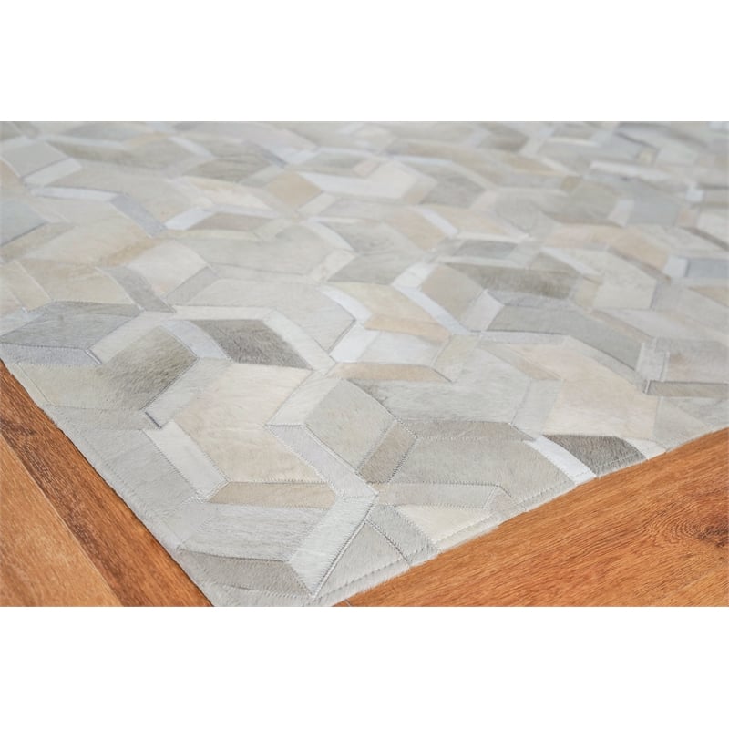 Natural Hide Hand-Tufted Leather Hide Ivory 5'x8' Area Rug