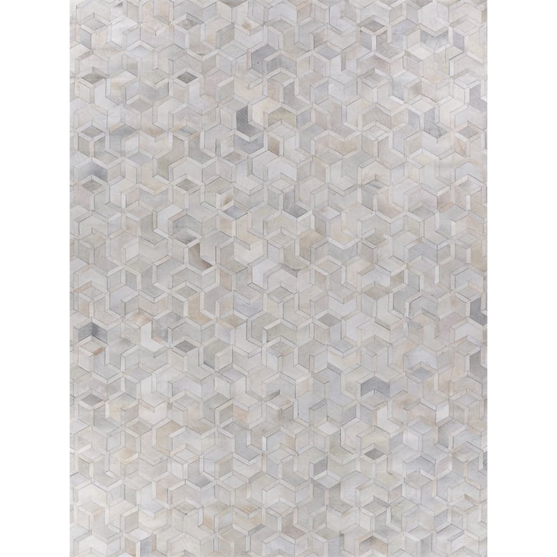 Natural Hide Hand-Tufted Leather Hide Ivory 5'x8' Area Rug
