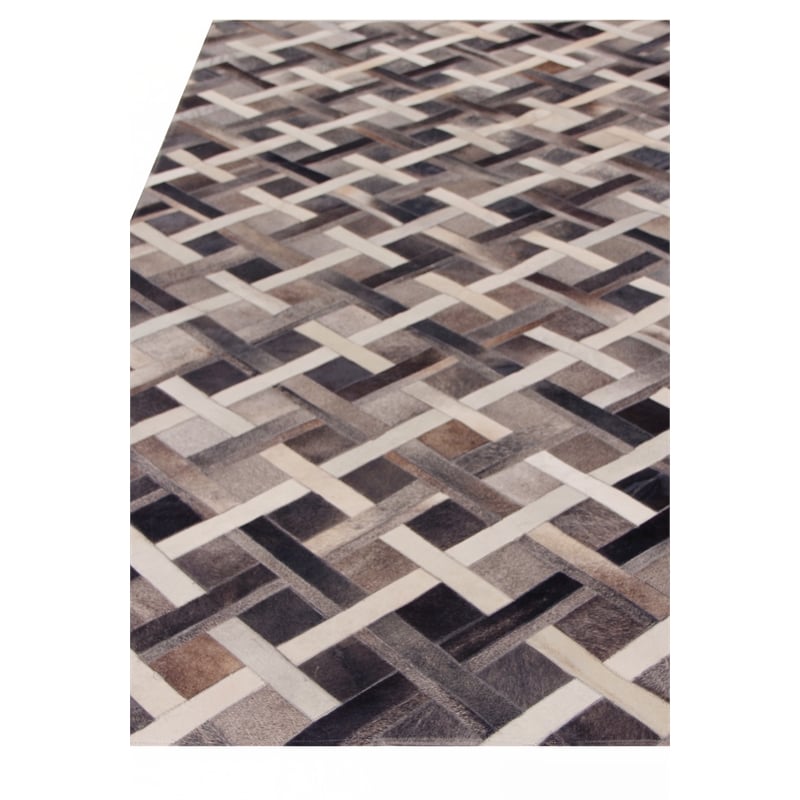 Natural Hide Hand-Tufted Leather Hide Ivory/Gray 5'x8' Area Rug