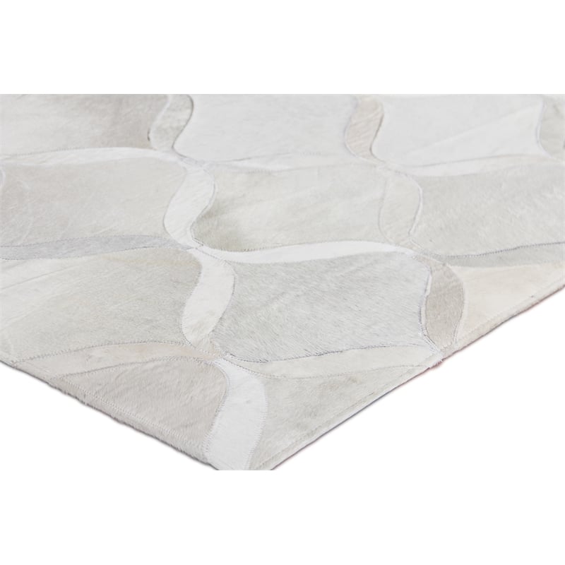 Natural Hide Hand-Tufted Leather Hide Ivory 9'6