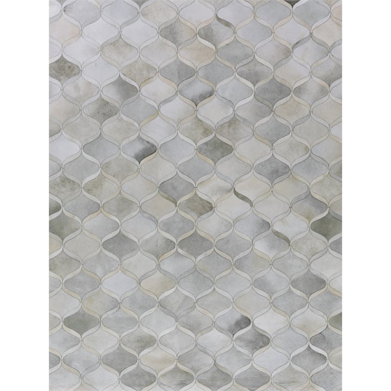 Natural Hide Hand-Tufted Leather Hide Silver/Ivory 9'6