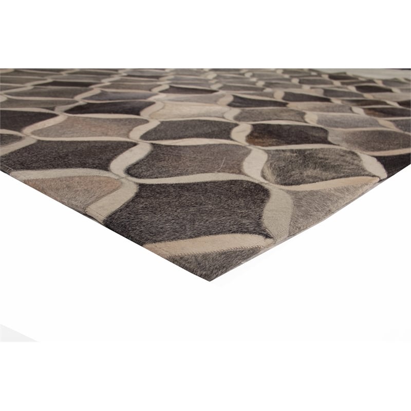 Natural Hide Hand-Tufted Leather Hide Gray/Ivory 8'x10' Area Rug