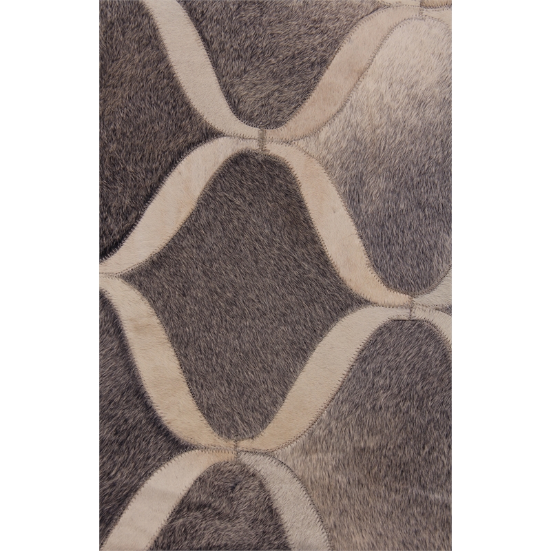 Natural Hide Hand-Tufted Leather Hide Gray/Ivory 8'x10' Area Rug