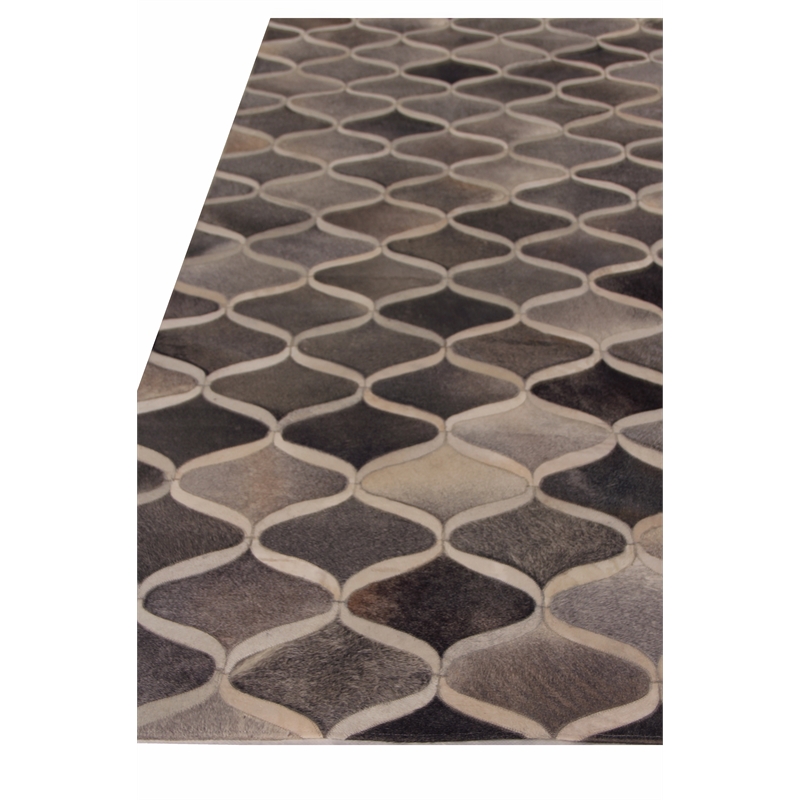 Natural Hide Hand-Tufted Leather Hide Gray/Ivory 8'x10' Area Rug