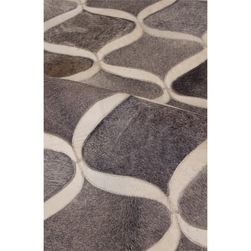 Natural Hide Hand-Tufted Leather Hide Gray/Ivory 8'x10' Area Rug