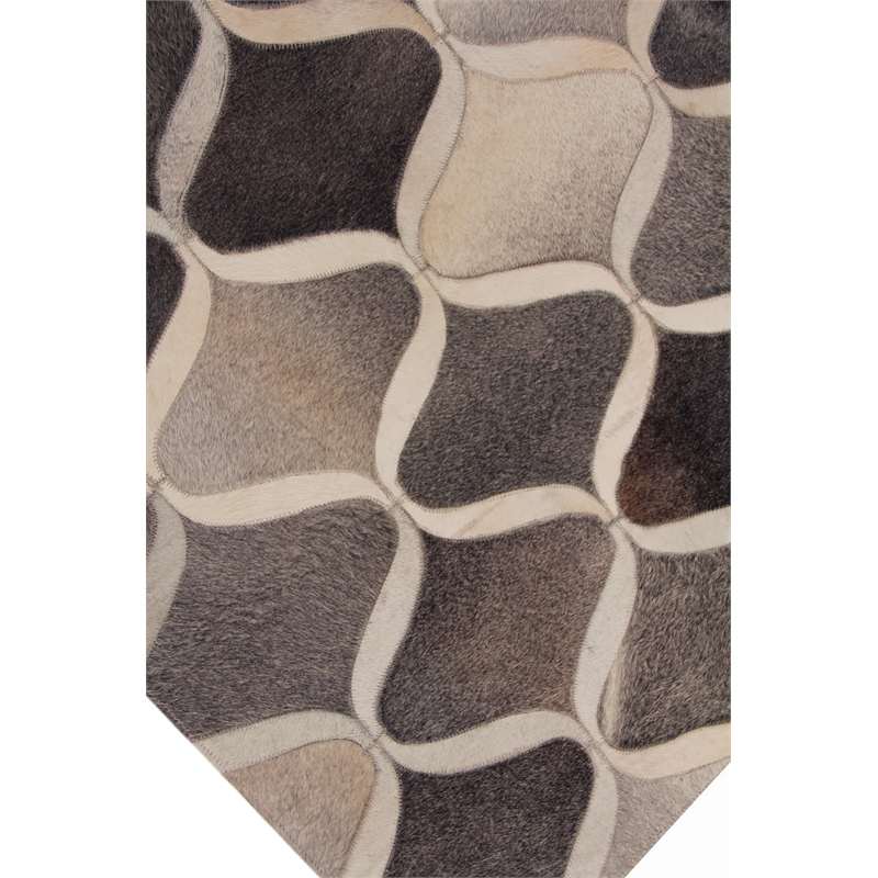 Natural Hide Hand-Tufted Leather Hide Gray/Ivory 8'x10' Area Rug